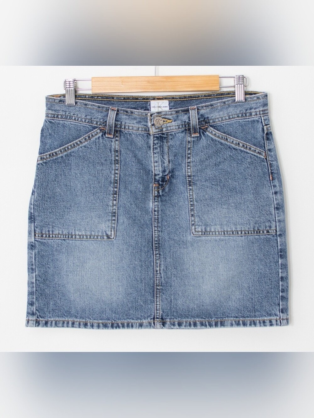 Calvin Klein Jeans Denim Mini Skirt Skinny Mini Worker Size 1 (XS) Blue Vintage.